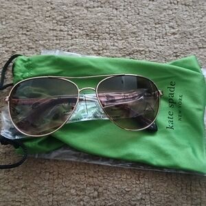 NWT Kate Spade Rose Gold Aviator Sunglasses with Double Bridge
